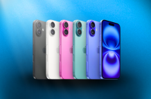 En la foto: el iPhone 16 en las diferentes opciones de colores que existen.