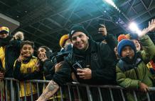 La hinchada de Ecuador lista para el partido ante Nueva Zelanda.
