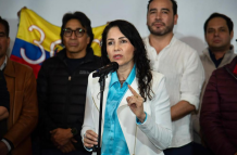 Luisa González, en la sede de la Revolución Ciudadana en Quito.