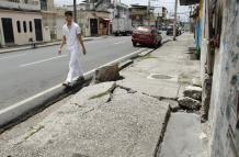 aceras dañadas en el sur de Guayaquil