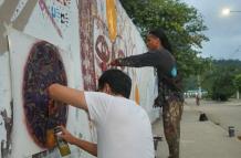Mural pintado en la edición 2025 de la residencia.