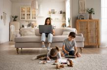 mother-working-laptop-full-shot