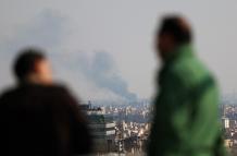 Ataque aéreo en el centro de Teherán, Irán,