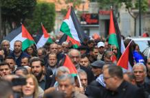 Protesta en Ramala, Cisjordania,