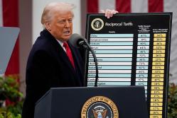 El presidente de EEUU, Donald Trump, durante el bautizado como 'Día de la Liberación', en el que anunció aranceles globales.