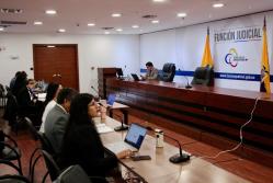 La audiencia de juicio del caso Triple A tuvo su cuarta jornada ese 22 de marzo. El alcalde Aquiles Álvarez y su defensa asistieron vía telemática desde la Unidad Judicial de La Libertad.