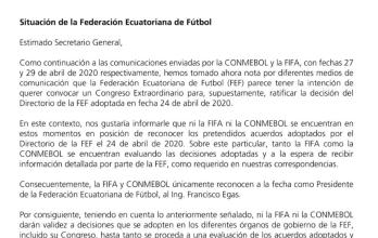 Comunicado de la FIFA y Conmebol