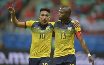 Ángel Mena y Énner Valencia, jugadores de la selección ecuatoriana.