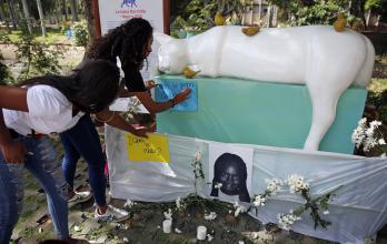 una manifestación en conmemoración de la niña Maira Alejandra Orobio, asesinada con signos de tortura y abuso sexual el pasado lunes en Guapi, departamento del Cauca (Colombia).