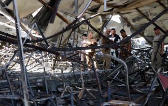 Escombros del incendioo en una boda de Irak