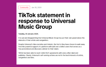 Respuesta de TikTok a Universal Music