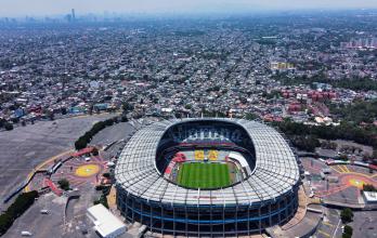 Fotografía de archivo aérea con un dron del estadio Azteca en la Ciudad de México (México).