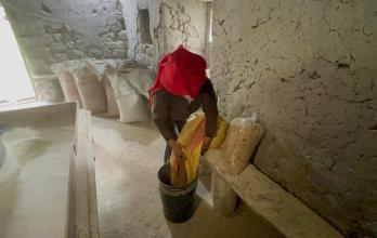Proceso de moler granos