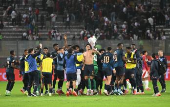 Jugadores ecuatorianos celebrando la clasificación al Mundial.