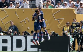 Ousmane Dembélé (d) fue uno de los anotadores de la goleada (4-0) de PSG a Real Madrid