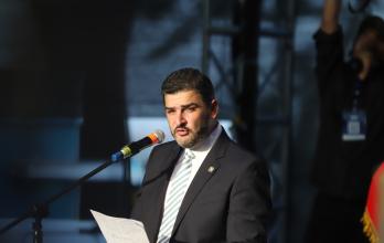 El alcalde Aquiles Álvarez durante la sesión solemne por los 490 años de fundación de Guayaquil.