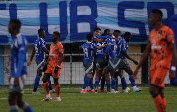 La celebración del penal de Luis Fernando León, Emelec ganaba 2-1 en Loja.
