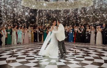 Marcela Aguiñaga y Marcelo Guim en el momento del vals.