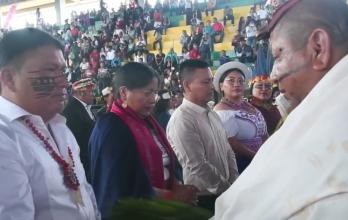 El nuevo presidente de la Conaie, Marlon Vargas, lanzó un mensaje a Daniel Noboa, durante la ceremonia de entrega del bastón de mando de la organización indígena.