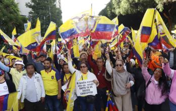 Manifestantes han salido a las calles de Quito para apoyar al presidente Daniel Noboa.