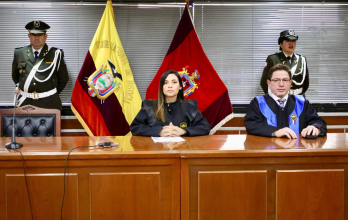 Mercedes Caicedo y Pablo Loayza instalaron la audiencia de apelación sobre caso Las Dolores, ocurrido en una farmacia, en 2003..