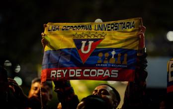 Hinchas de Liga de Quito presente en Sao Paulo.