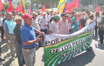 Productores de Daule, Salitre y Santa Lucía protestaron por bajos precios del arroz y la eliminación del subsidio al diésel