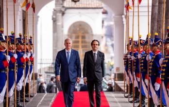 El presidente electo e Chile, José Antonio Kast, recibió los honores en el Palacio de Carondelet.