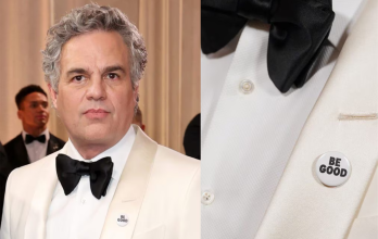 Mark Ruffalo y el pin de Be Good, en crítica a ICE.