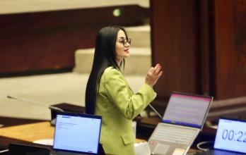 Viviana Veloz durante la interpelación a Mario Godoy en la Asamblea Nacional de Ecuador. durante la interpelación a Mario Godoy en la Asamblea Nacional de Ecuador.