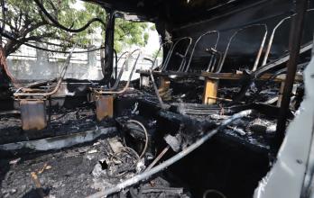 asientos quemados en bus de Metrovía por incendio