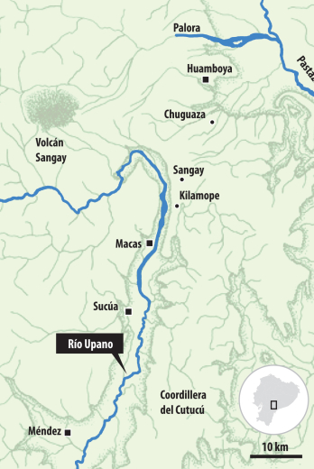 Mapa valle del río Upano_Ciudad perdida en el río Upano