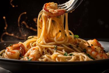 freshly-cooked-linguini-with-prawn-seafood-generated-by-ai