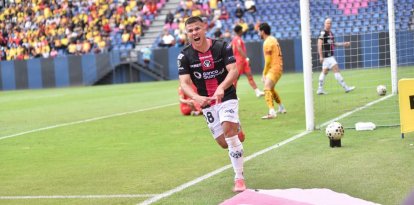 Quintana de Independiente del Valle y su gol ante Aucas.