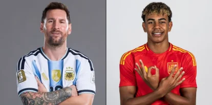 Lionel Messi y Lamine Yamal.