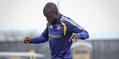Enner Valencia en entrenamiento de Boca Juniors.