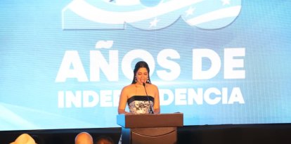 Tatiana Coronel, alcaldesa subrogante de Guayaquil, durante la sesión solemne del Concejo Cantonal este viernes 9 de octubre.