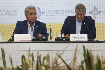 Los presidentes de Ecuador, Lenín Moreno, y de Colombia, Iván Duque participan este miércoles en la reunión.
