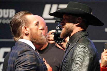 McGregor y Cerrone, en su primer careo, este jueves 16 de enero.