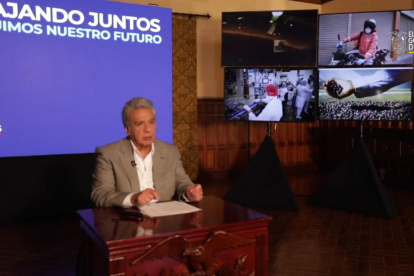 El presidente Moreno emitió el mensaje desde el Palacio de Carondelet.