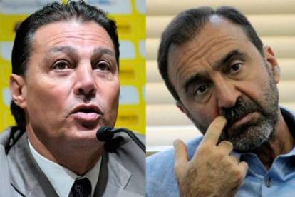 Carlos Alfaro Moreno (i), presidente de Barcelona contó una anécdota junto al titular de Emelec Nassib Neme.