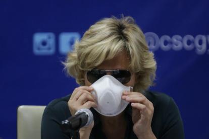 Cynthia Viteri en la mesa técnica del COE Cantonal de Guayaquil.