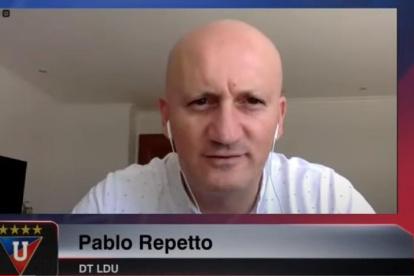 El técnico Pablo Repetto brindo una rueda de prensa virtual en la que dio detalles del posible regreso a los entrenamientos de los jugadores de Liga de Quito.