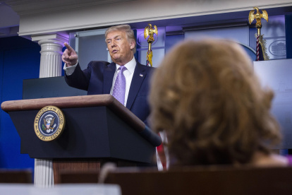 WASHINGTON. El presidente Donald Trump, durante la reuda de prensa del miércoles en la Casa Blanca.