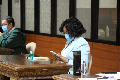 Alexandra Ocles durante la formulación de cargos cumplida en mayo en la Corte Nacional.