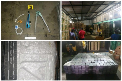 Fotos tomadas por la Policía durante el allanamiento a la empresa donde estaba la droga.