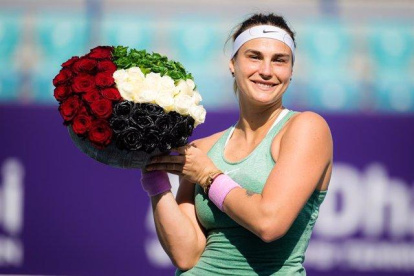 Aryna coronada tras vencer por un doble 6-2 a la rusa Veronika Kudermetova.