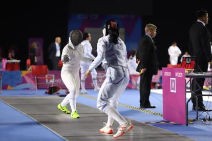 Clasificación. La deportista (i) alcanzó el cupo a Tokio en 2019, durante los  Juegos Panamericanos, en Lima.