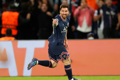 Lionel Messi celebra el gol que sirvió para asegurar el triunfo del PSG sobre el Manchester City
