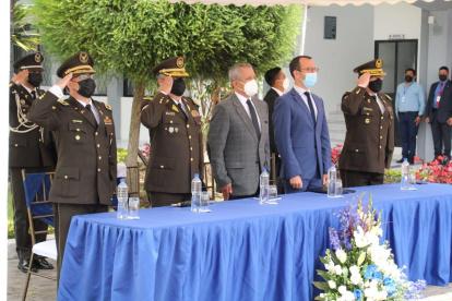 Evento. El ministro del Interior Patricio Carrillo durante la inauguración del auditorio de la Dirección Antidrogas de la Policía.